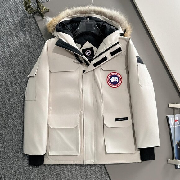 Canada Goose Cream Parka with Fur Hood - Picture 1 of 9